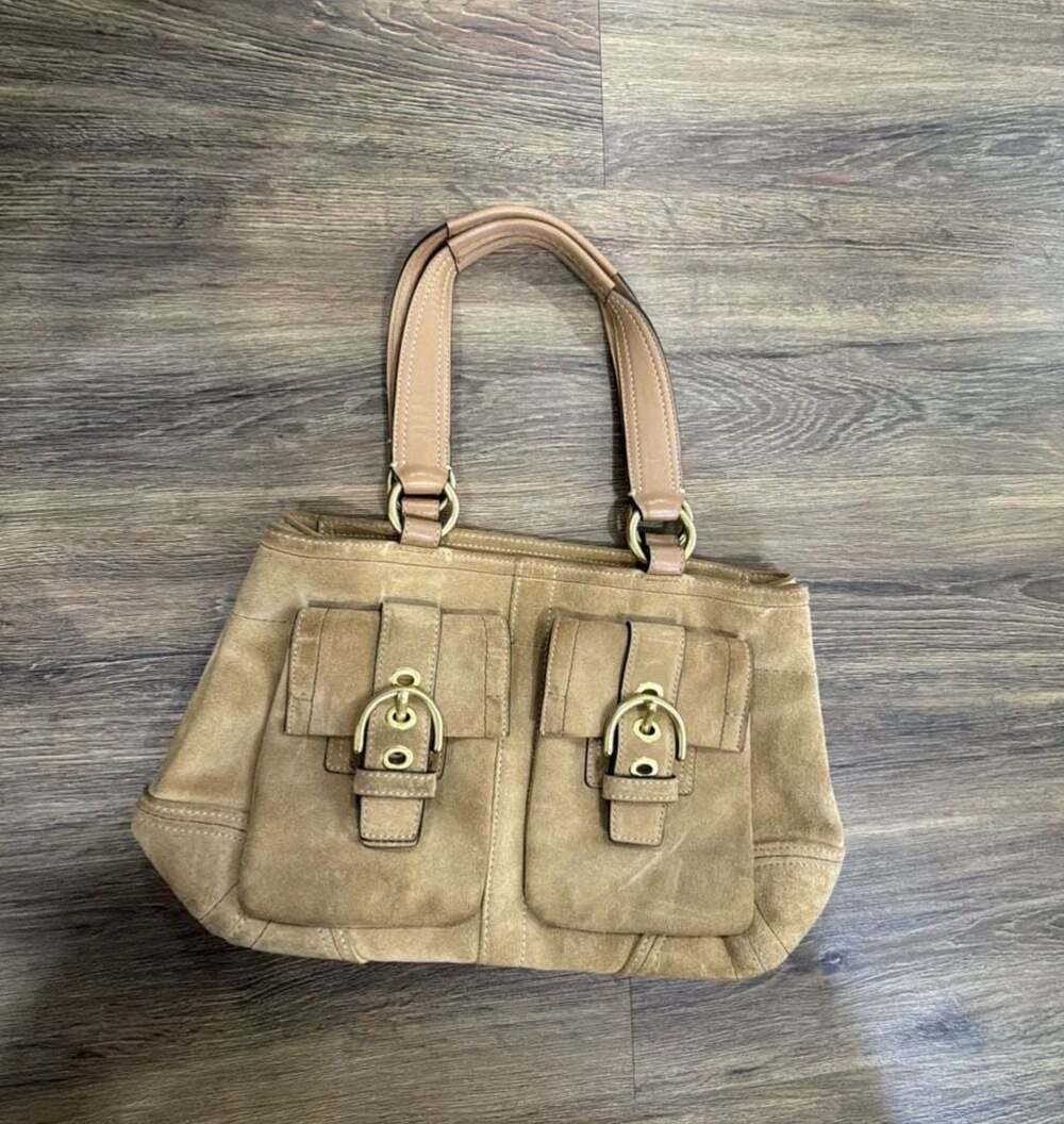 Y2K Vintage Coach Soho Suede Satchel with Buckle Pockets